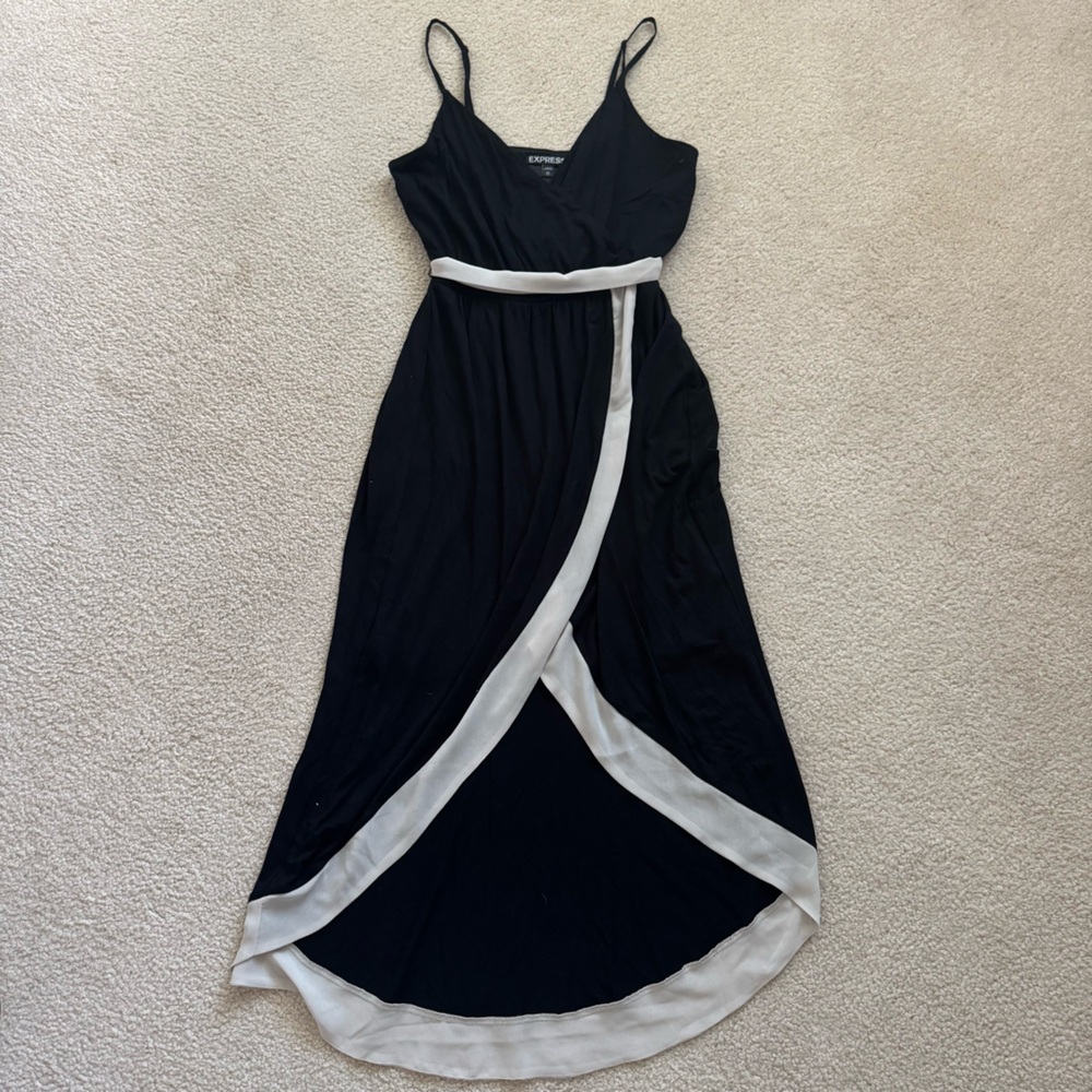 Express Black & Cream High-Low Hem Dress